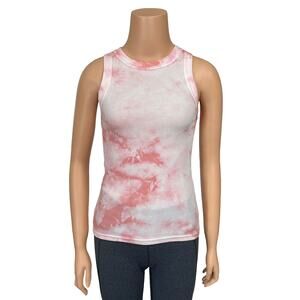 Banana Republic Fitted Ribbed Tank Sz XS Aventurine Pink Tie Dye High Neck Top
